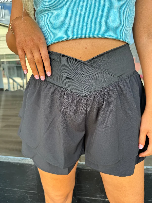 Cross over flowy shorts