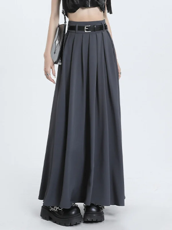 BerryBetty - Modern Academia Pleat Maxi Skirt