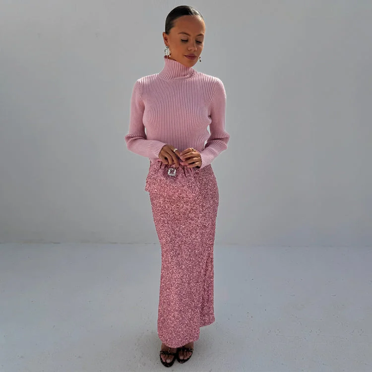 Pink Sequin Dorris Skirt