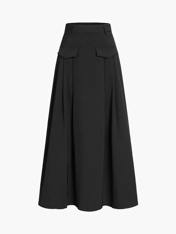 BerryBetty - Zip Up A-Line Maxi Skirt