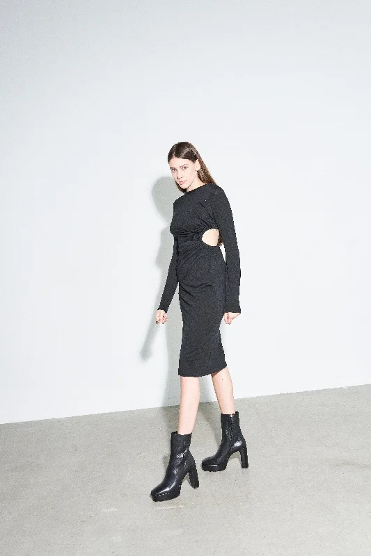 Dark grey jersey dress with cutout Pluvija