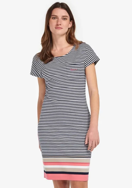 Barbour Womens Harewood Stripe Jersey Dress, Navy Multi