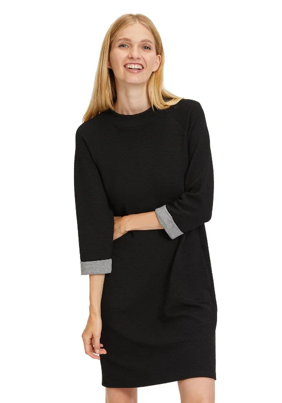 Betty Barclay Ribbed Light Knit Shift Dress, Black