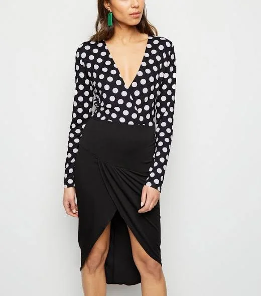 Black 2 in 1 Polka Dot Dress