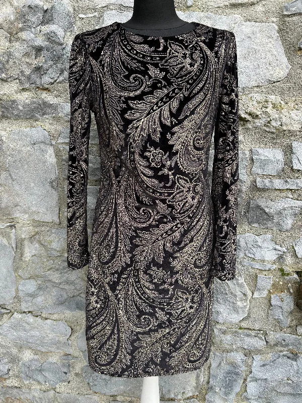 Black&gold paisley dress uk 10-12