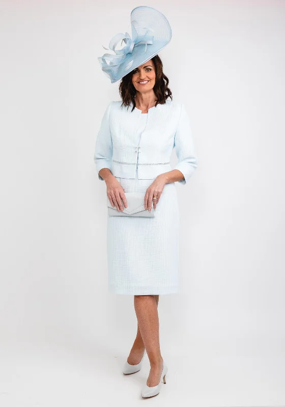 Cassandra Textured Bolero & Dress, Sky Blue
