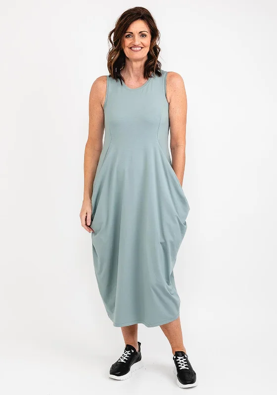 Elsewhere Balloon Hem Jersey Dress, Eucalyptus