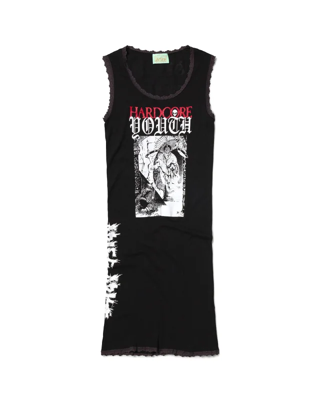 Hardcore Lace Trim Vest Dress - Black