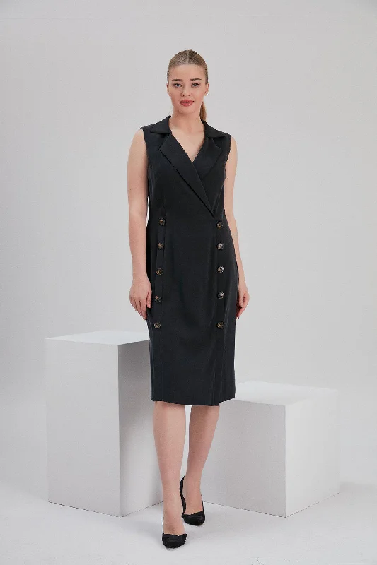 Modal Len Sustainable Dress in Black Modal Fabric
