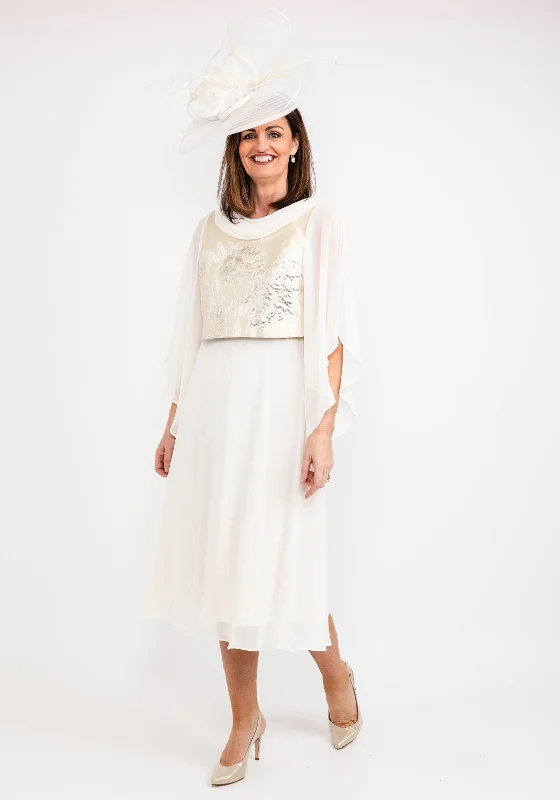 Lizabella Metallic & Chiffon Bolero & Dress, Gold