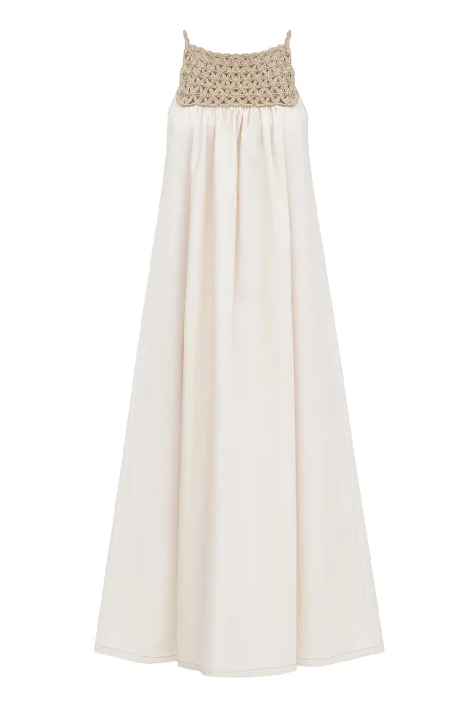Sustainable Organic cotton dress with hand knitted bodice