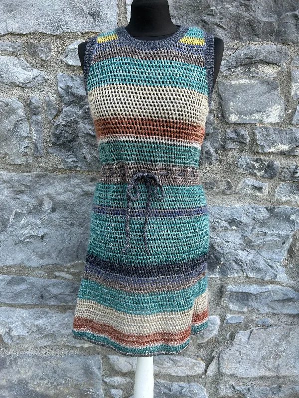 Petrol stripy knitted dress uk 8
