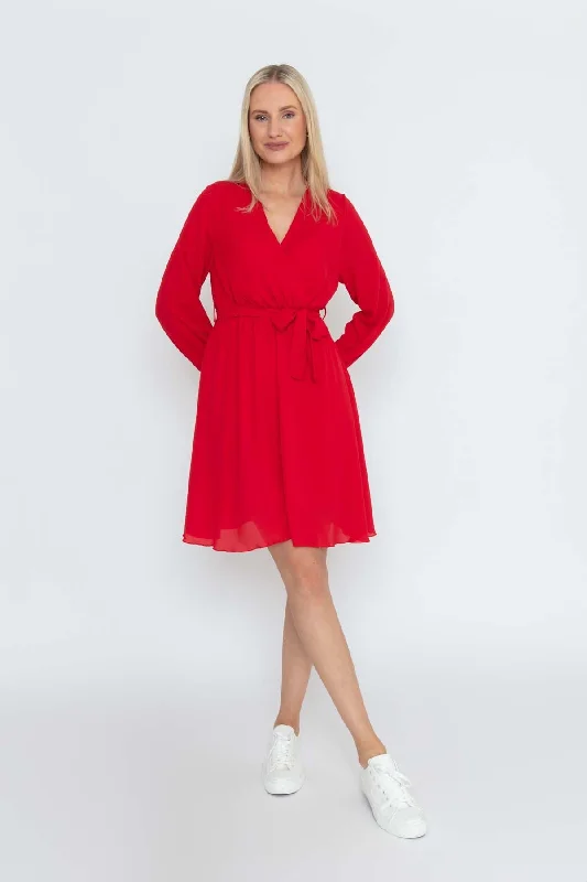 Red Knee Length Natalie Dress