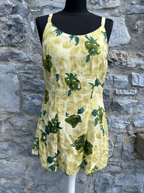 Y2K khaki roses beige dress uk 8