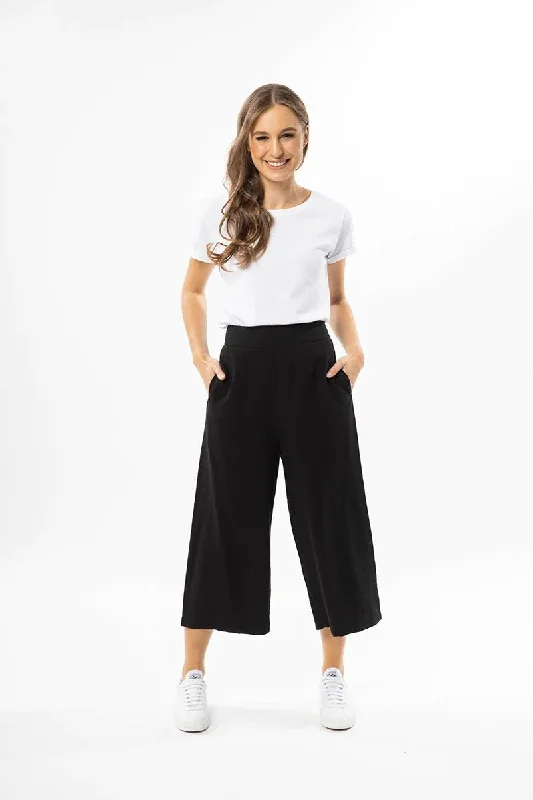 BILLIE THE LABEL - ESSENTIAL WIDE LEG CROP PANT -BLACK