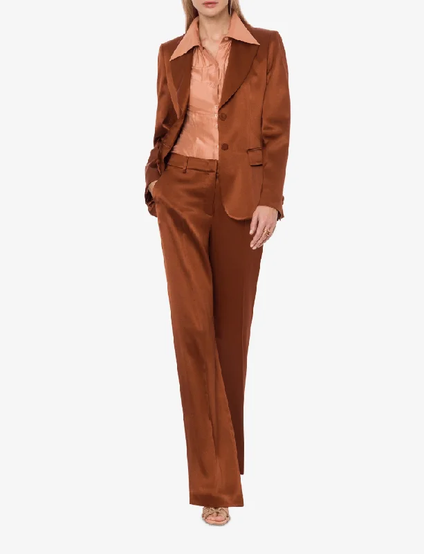 Brown satin pants