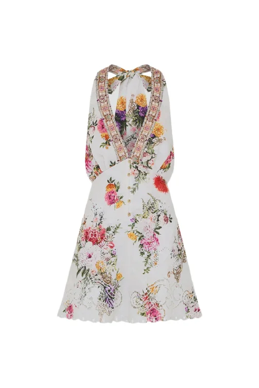 CAMILLA BUTTON FRONT HALTER PLAYSUIT - EGYPTIAN ROSE