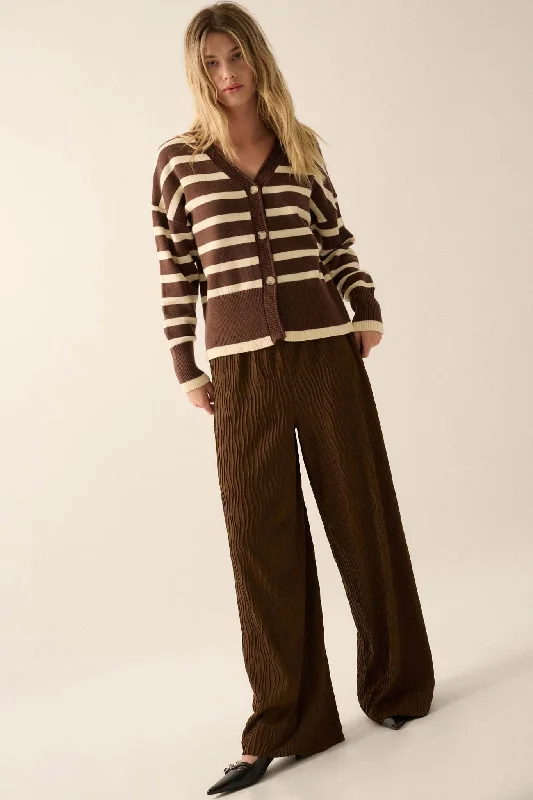 Flow Me Away Wavy Ribbed-Knit Wide-Leg Pants