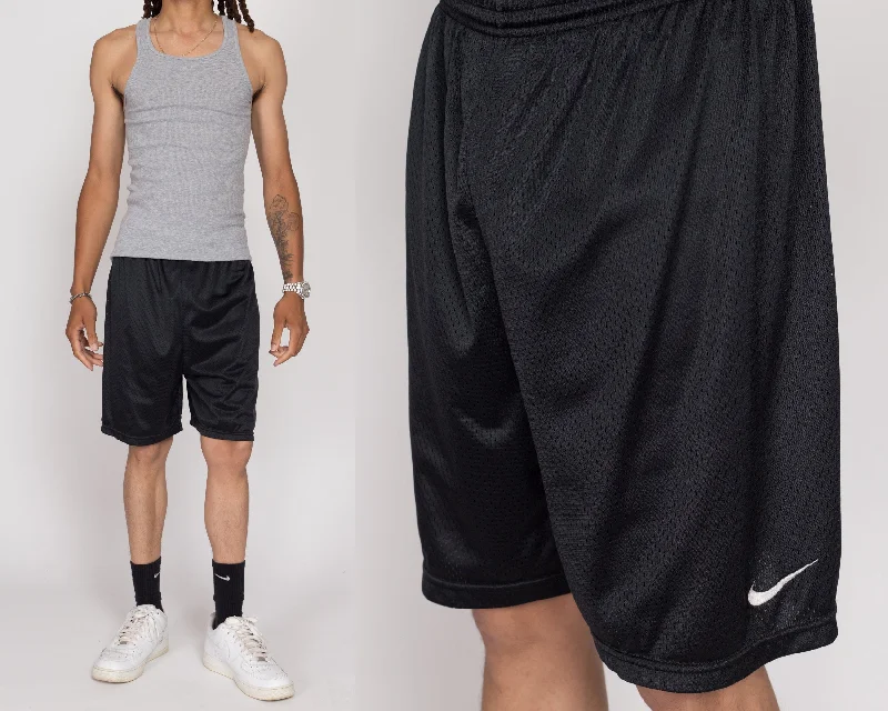 Large 90s Nike Swoosh Logo Mesh Track Shorts