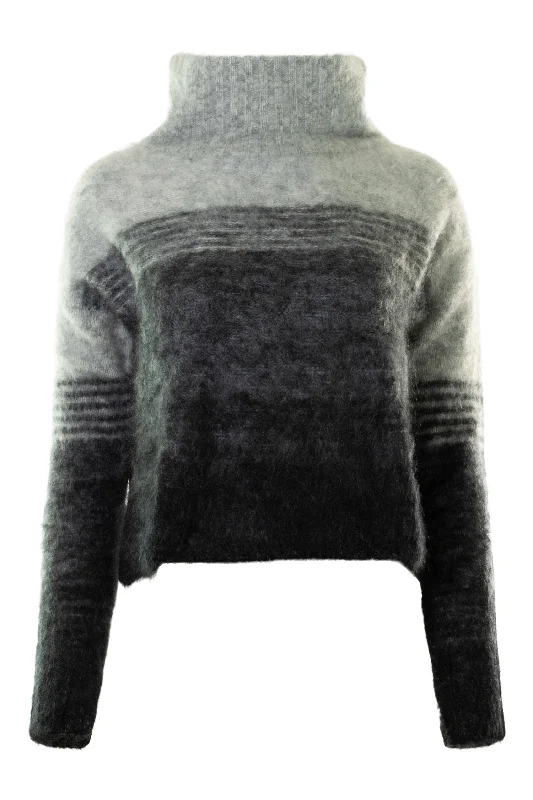 Autumn Cashmere Fluffy Gradient Mockneck in Night Combo