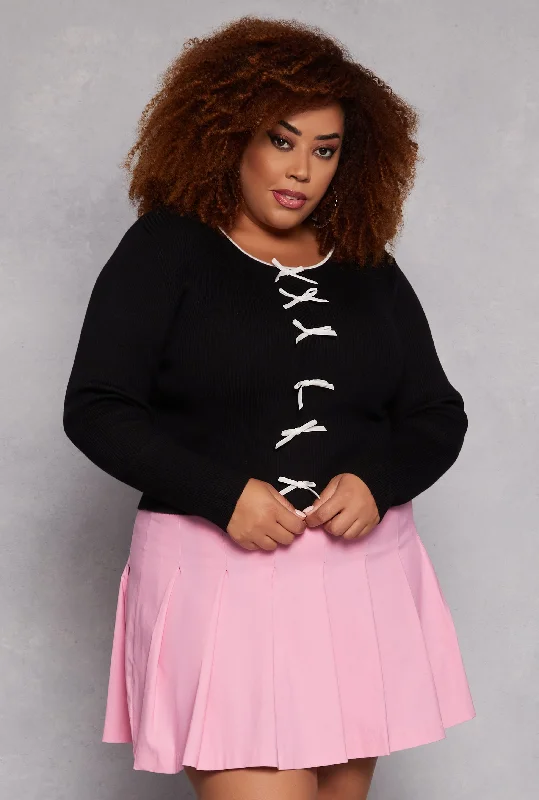 Plus Size Almost Famous Bow Detail Sweater
