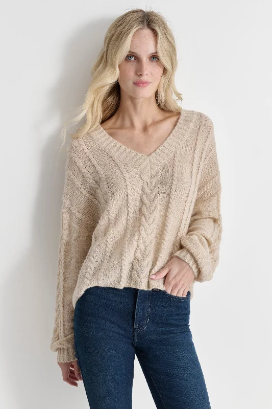 CABLE KNIT V-NECK SWEATER