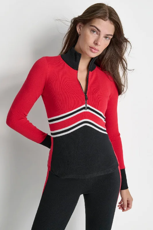 APRES SKI CHEVRON STRIPE HALF ZIP SWEATER