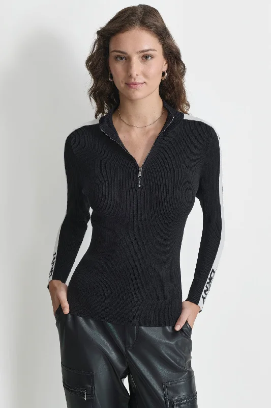HALF ZIP LOGO TAPE SWEATER