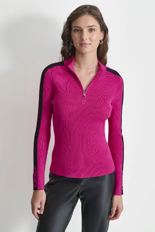 HALF ZIP LOGO TAPE SWEATER