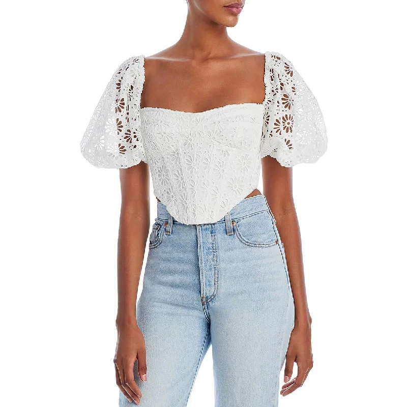 Bardot Womens Eyelet Corset Cropped