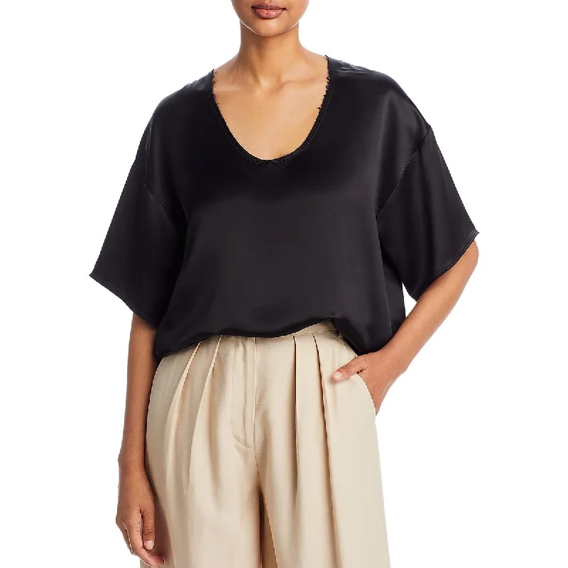 By Malene Birger Womens Satin Crewneck Blouse