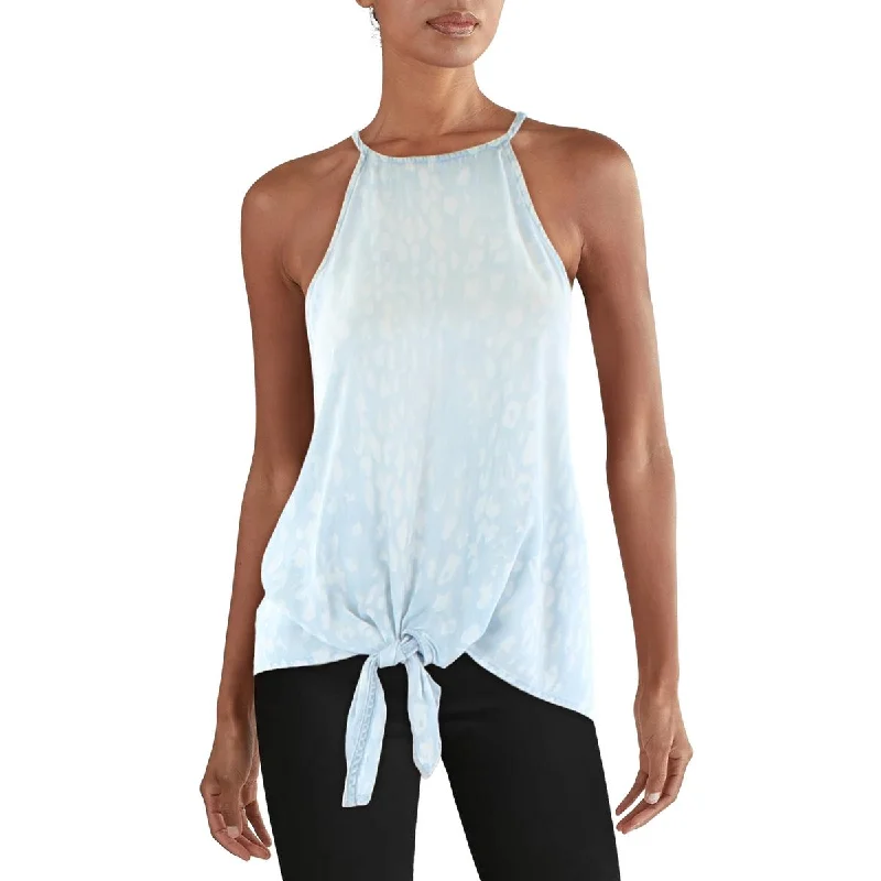 Cloth & Stone Womens Animal Print Denim Halter Top