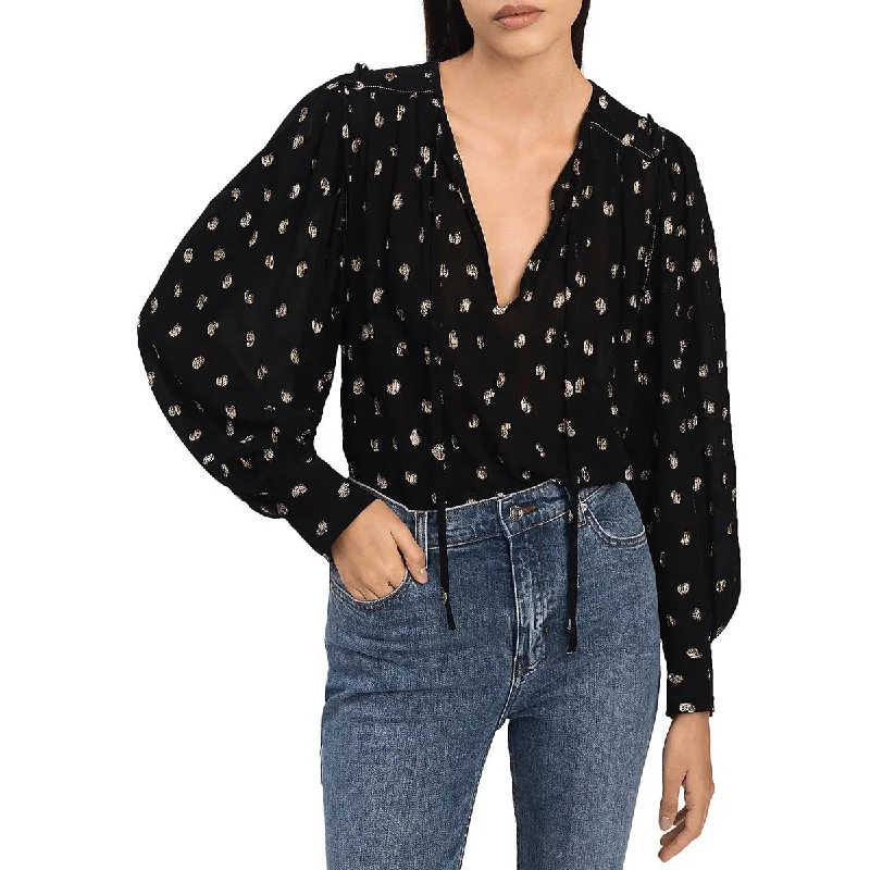 Derek Lam 10 Crosby Womens Metallic Viscose Pullover Top