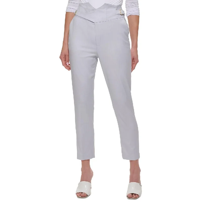 DKNY Womens High Rise Belted Trouser Pants