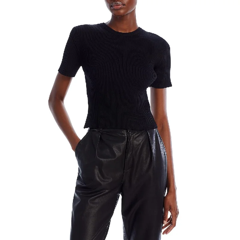 Lvir Womens Ribbon Ribbed Knit Blouse