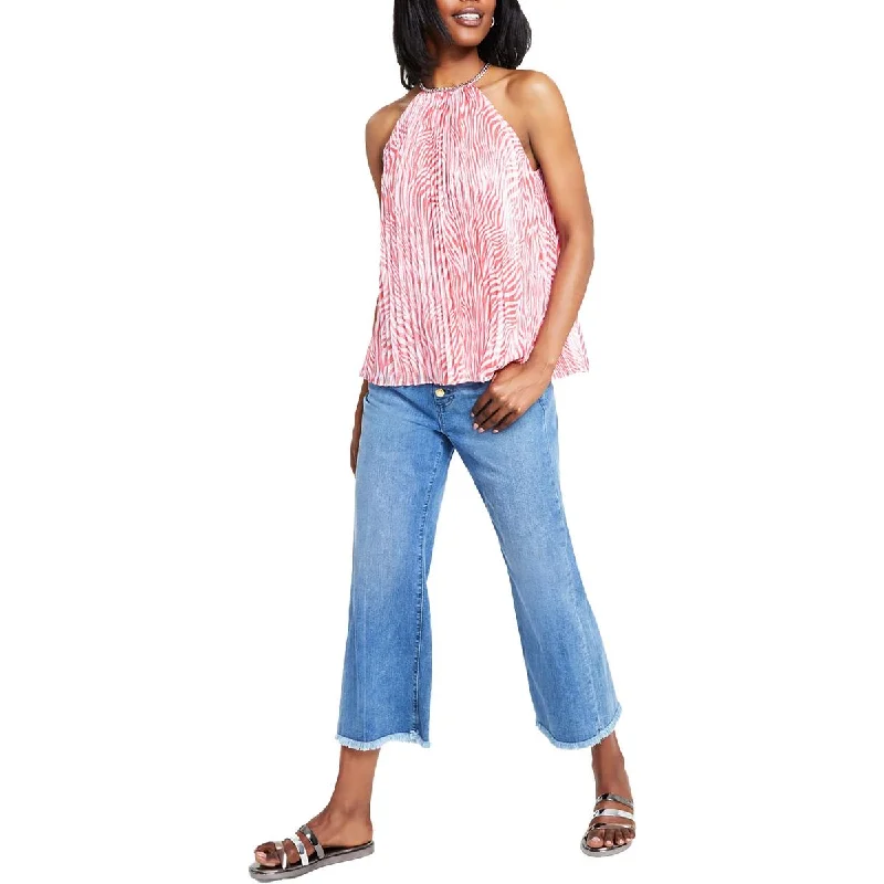MICHAEL Michael Kors Womens Printed Chiffon Halter Top