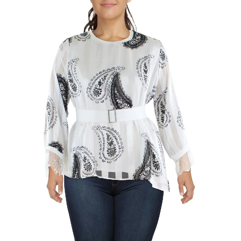 N by Nancy Womens Sateen Paisley Blouse
