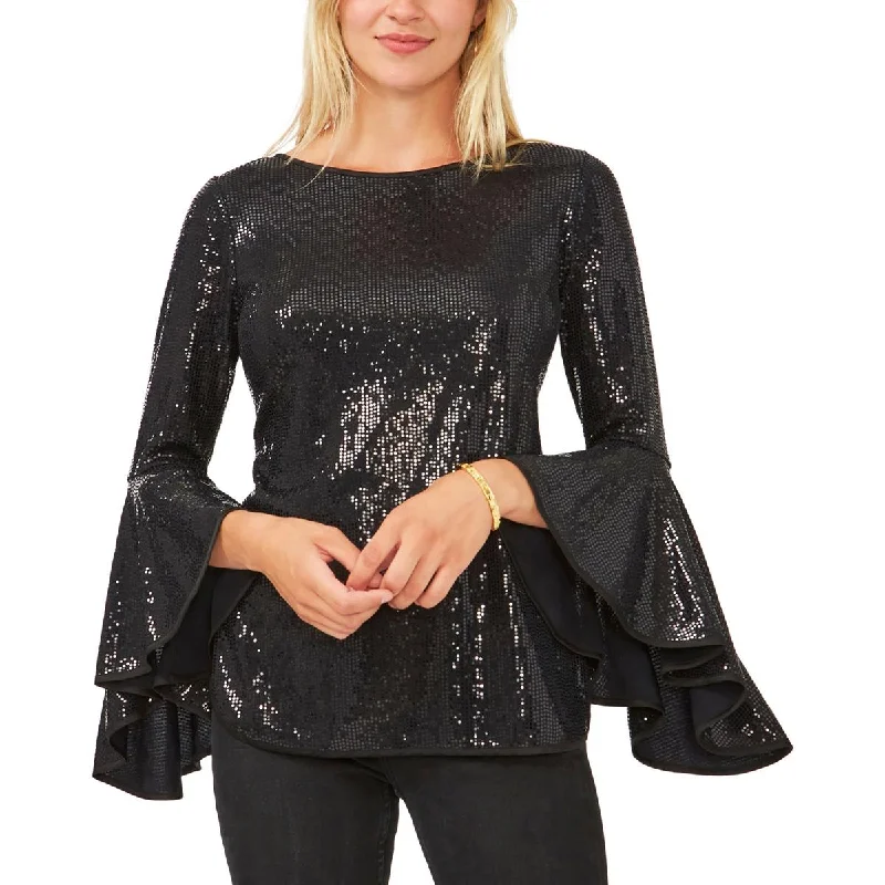 Vince Camuto Womens Metallic Bell Sleeves Blouse