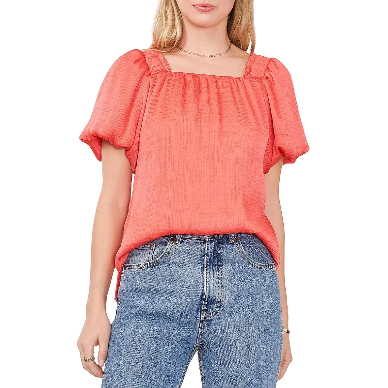 Vince Camuto Womens Shimmer Square Neck Blouse