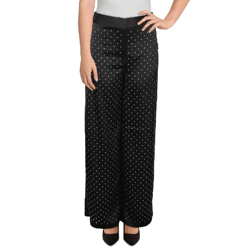 Danielle Bernstein Womens Studded Party Wide Leg Pants