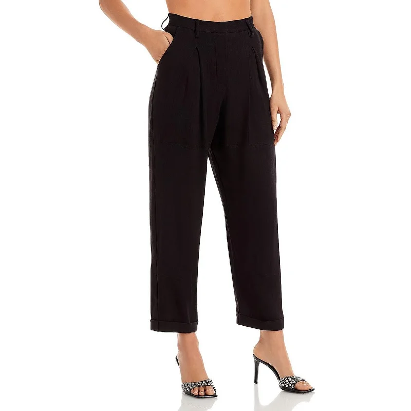 Just BEE Queen Womens Kai Linen Blend Cropped Ankle Pants