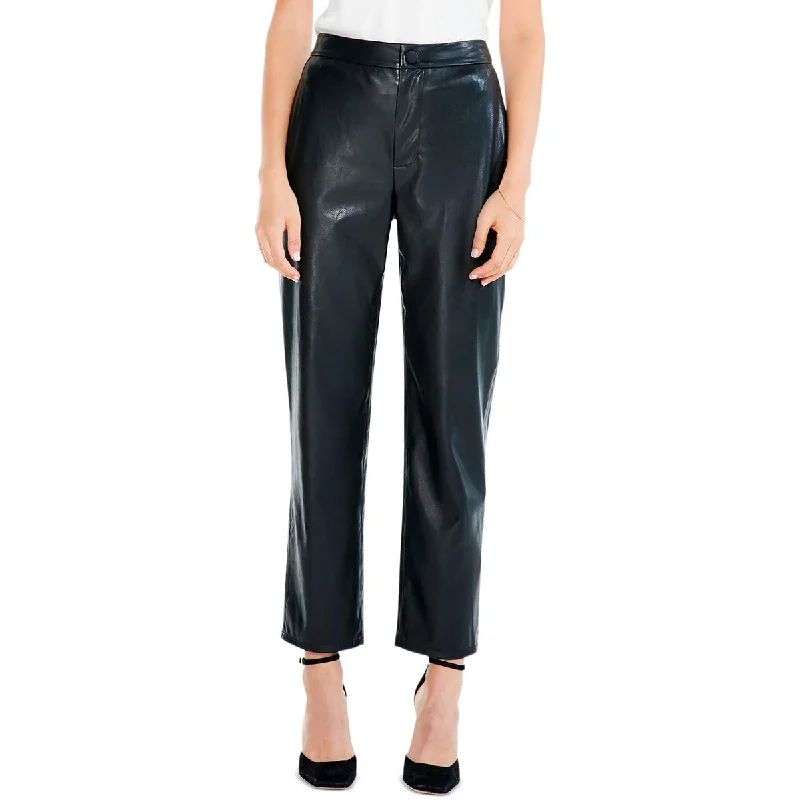 Nic + Zoe Womens Faux Leather High Rise Straight Leg Pants