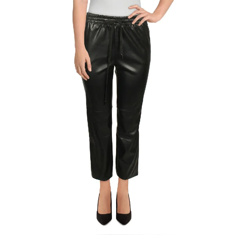 Proenza Schouler Womens Faux Leather Seamed Straight Leg Pants