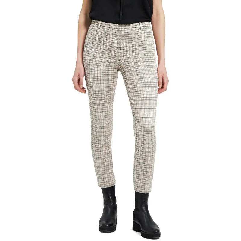 Theory Womens Plaid Slim Skinny Pants