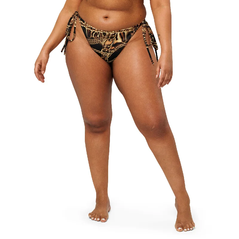 NINA SHARAE SWIMWEAR | RECYCLED STRING BIKINI BOTTOM ONLY | BLACK, GOLD & CHAIN ANIMAL PRINT NINA SHARAE SWIMWEAR | RECYCLED STRING BIKINI BOTTOM ONLY | BLACK, GOLD & CHAIN ANIMAL PRINT