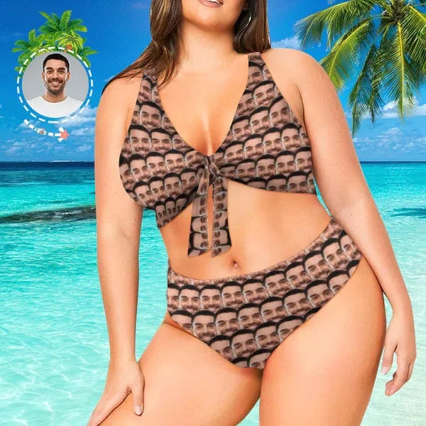 Plus Size Bikini Custom Face My Lover Personalized Women's Chest Strap Bikini Swimsuit Honeymoons For Her Plus Size Swimwear Plus Size Bikini Custom Face My Lover Personalized Women's Chest Strap Bikini Swimsuit Honeymoons For Her Plus Size Swimwear