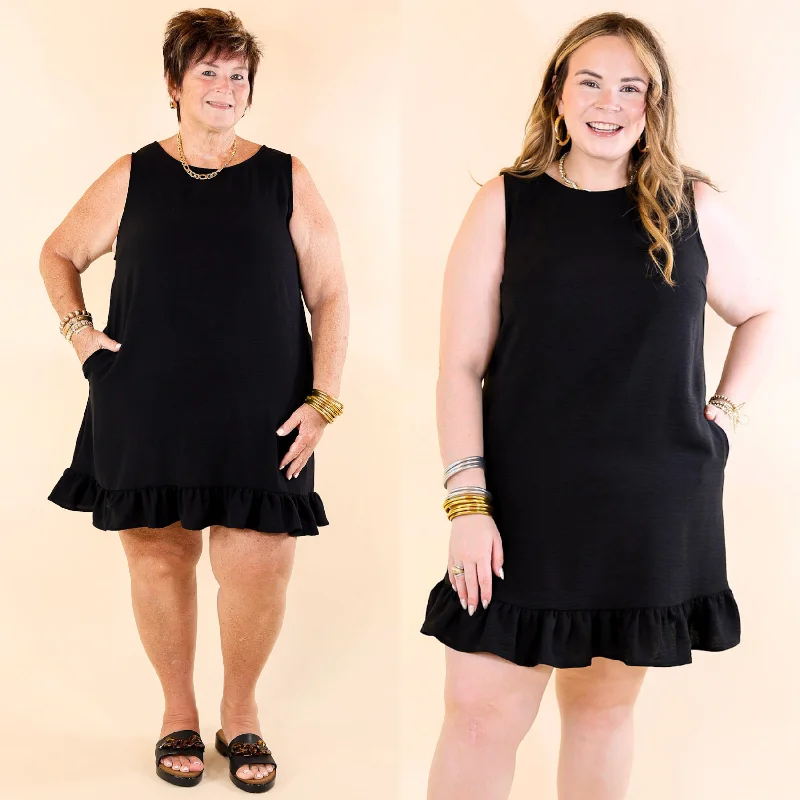 Perfectly Yours Tank Dress with Ruffle Hem in Black